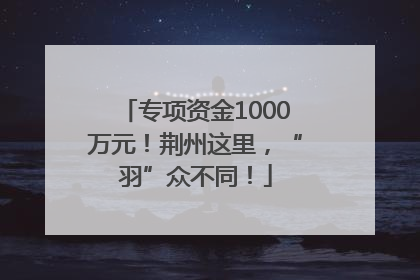 专项资金1000万元！荆州这里，“羽”众不同！